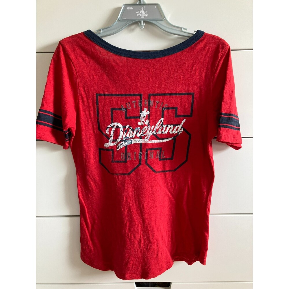 Disney Disneyland 55 Raglan V Neck Short Sleeve Shirt Size Women's M Cute!